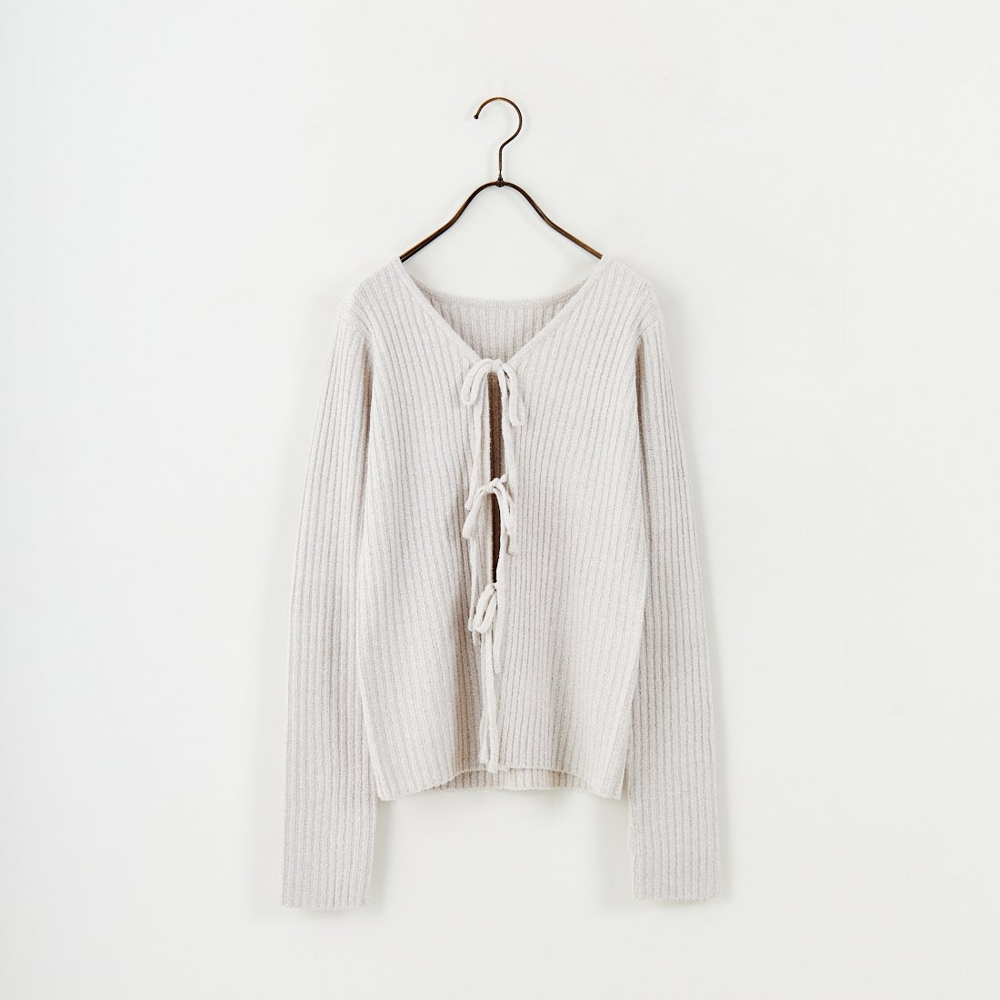 nenom [ネノム] 2WAY メランジリボンニットカーディガン [NE25131026] 23 GREIGE