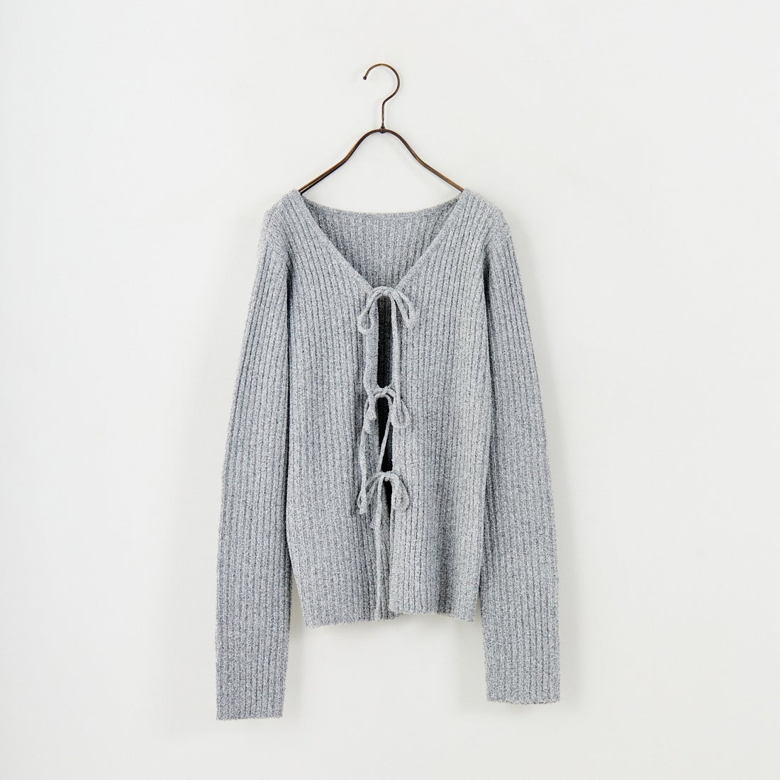 nenom [ネノム] 2WAY メランジリボンニットカーディガン [NE25131026] 07 GRAY