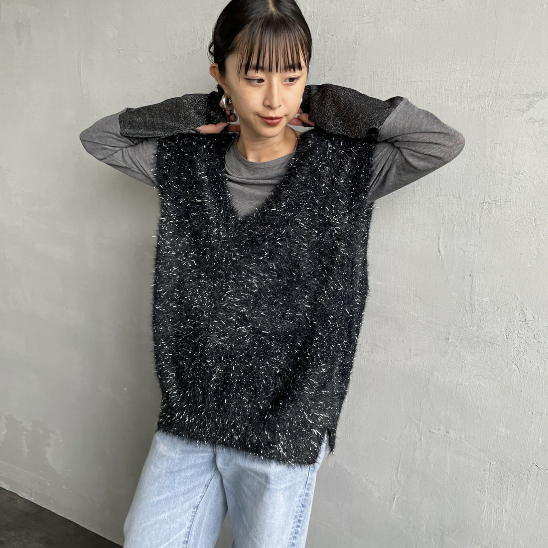 09 BLACK&&モデル身長：150cm 着用サイズ：F&&