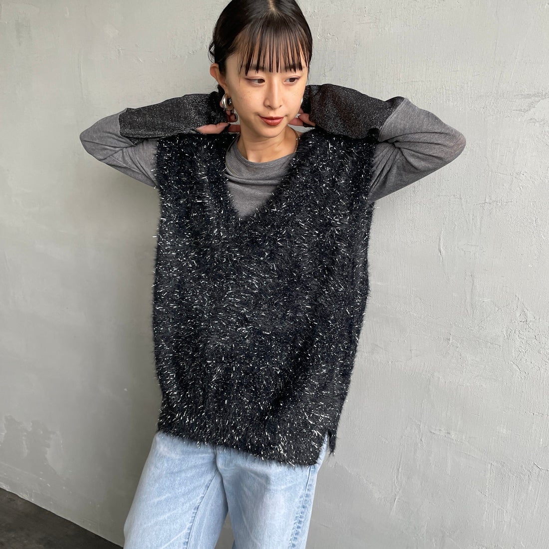 09 BLACK&&モデル身長：150cm 着用サイズ：F&&