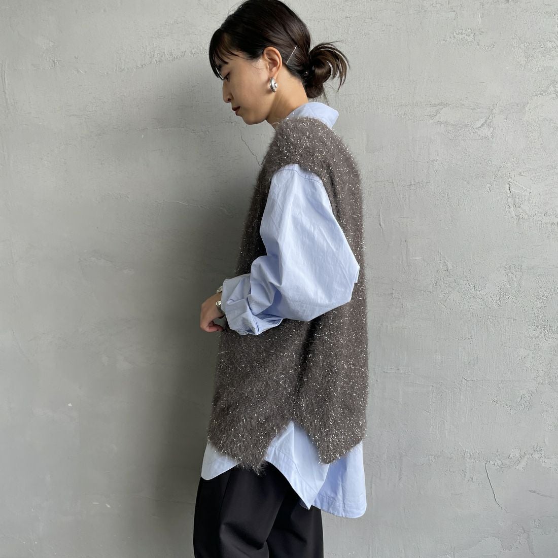 nenom [ネノム] 2WAYラメシャギーニットベスト [NE25131032]｜ジーンズ