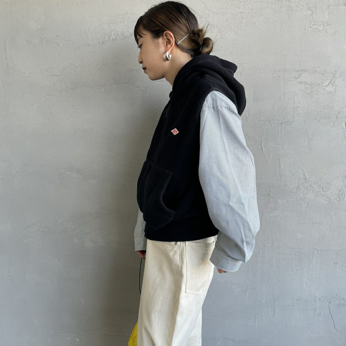 DANTON [ダントン] サーマルプロ ジップベスト [DT-C0471POL] BLACK &&モデル身長：150cm 着用サイズ：36&&