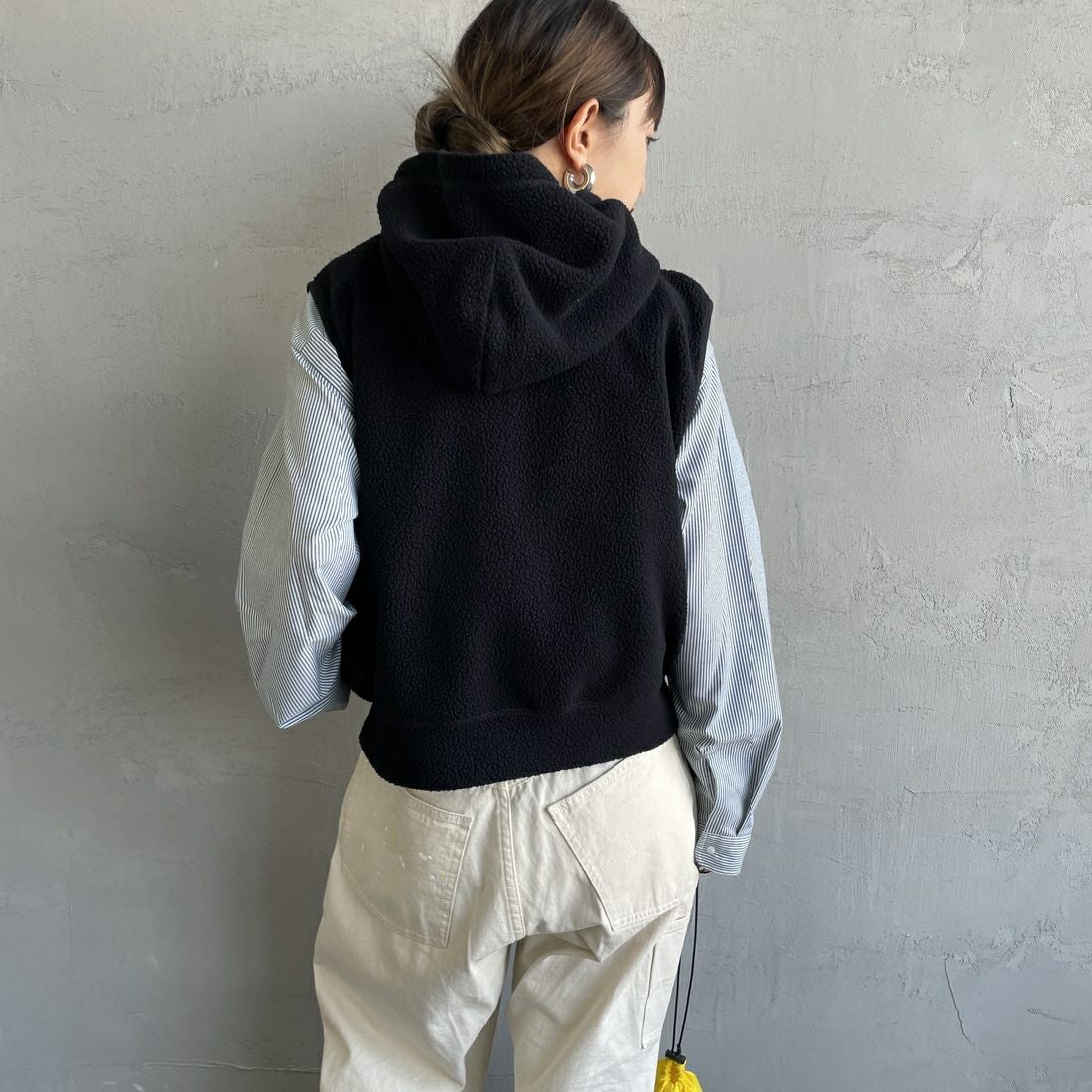 DANTON [ダントン] サーマルプロ ジップベスト [DT-C0471POL] BLACK &&モデル身長：150cm 着用サイズ：36&&