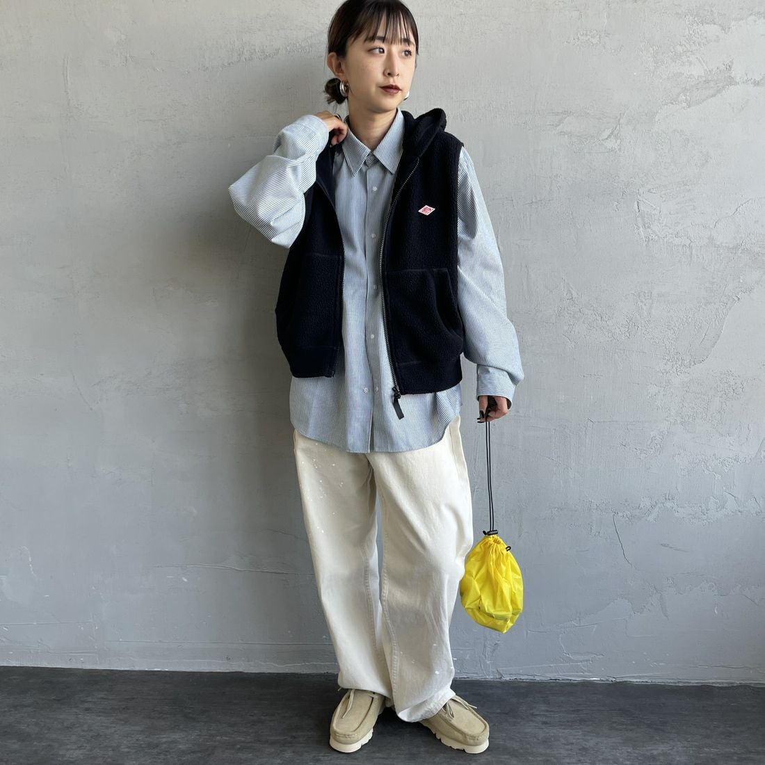 DANTON [ダントン] サーマルプロ ジップベスト [DT-C0471POL] BLACK &&モデル身長：150cm 着用サイズ：36&&