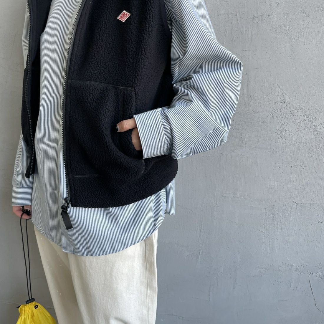 DANTON [ダントン] サーマルプロ ジップベスト [DT-C0471POL] BLACK &&モデル身長：150cm 着用サイズ：36&&