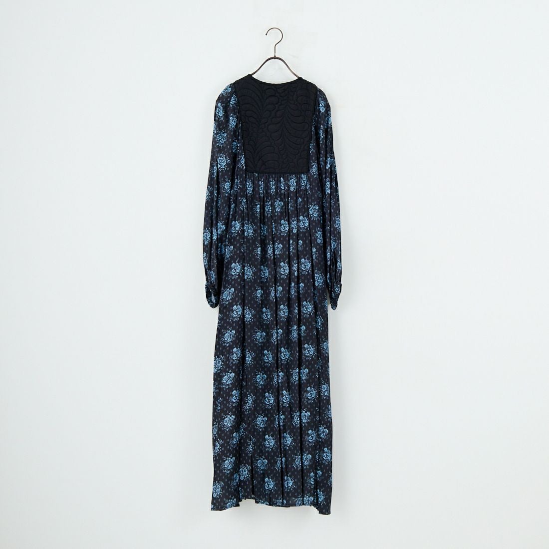 ne Quittez pas [ヌキテパ] シャンタンジャガード ポピープリントヨークドレス [010452WL1] 09 BLACK