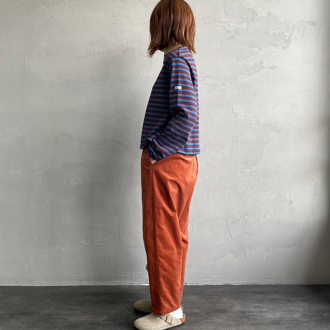 DANTON [ダントン] ストレッチコーデュロイ イージーパンツ [JD-2540SRC] ORANGE &&モデル身長：158cm 着用サイズ：36&&