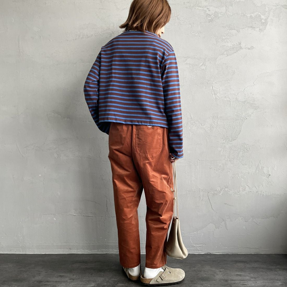 DANTON [ダントン] ストレッチコーデュロイ イージーパンツ [JD-2540SRC] ORANGE &&モデル身長：158cm 着用サイズ：36&&