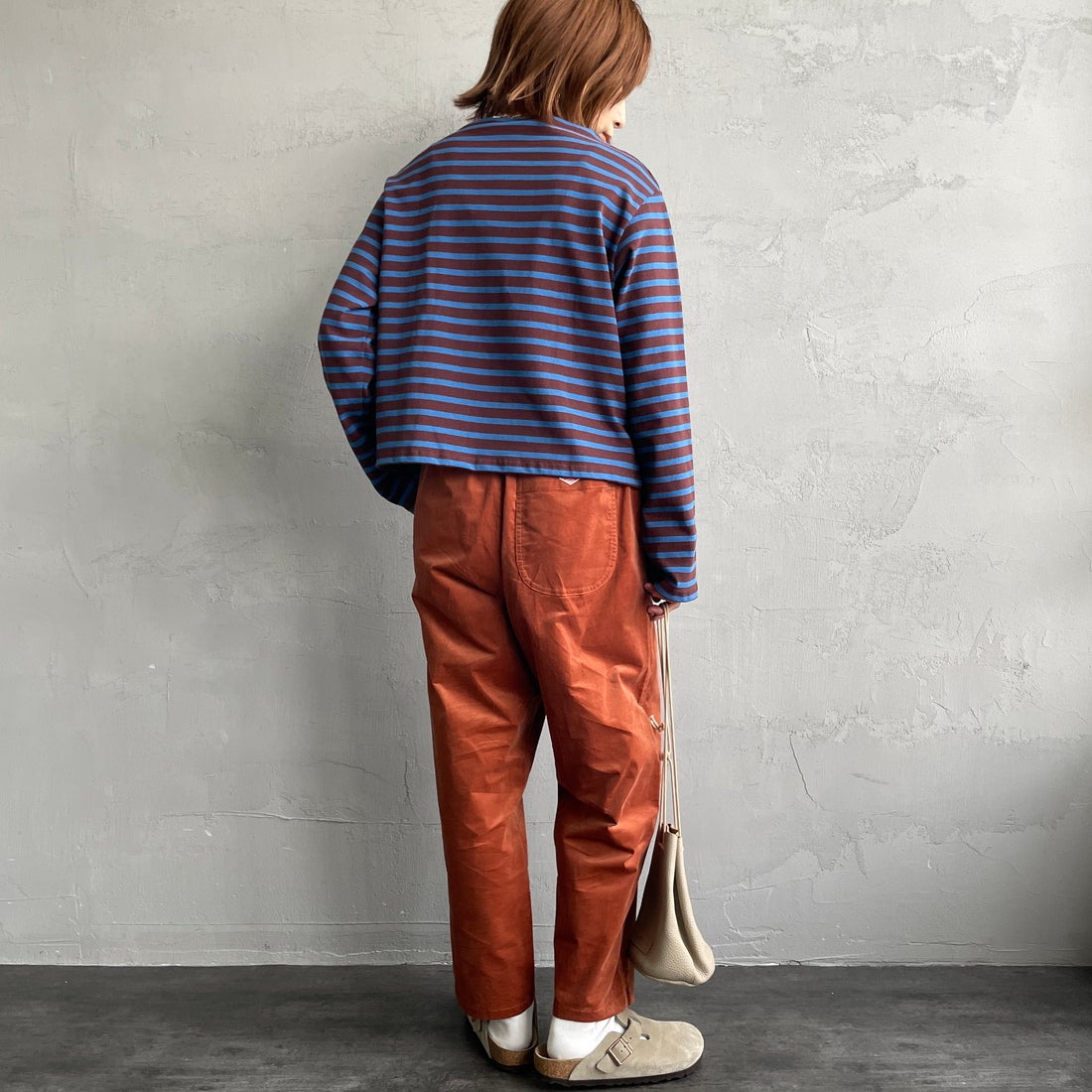 DANTON [ダントン] ストレッチコーデュロイ イージーパンツ [JD-2540SRC] ORANGE &&モデル身長：158cm 着用サイズ：36&&