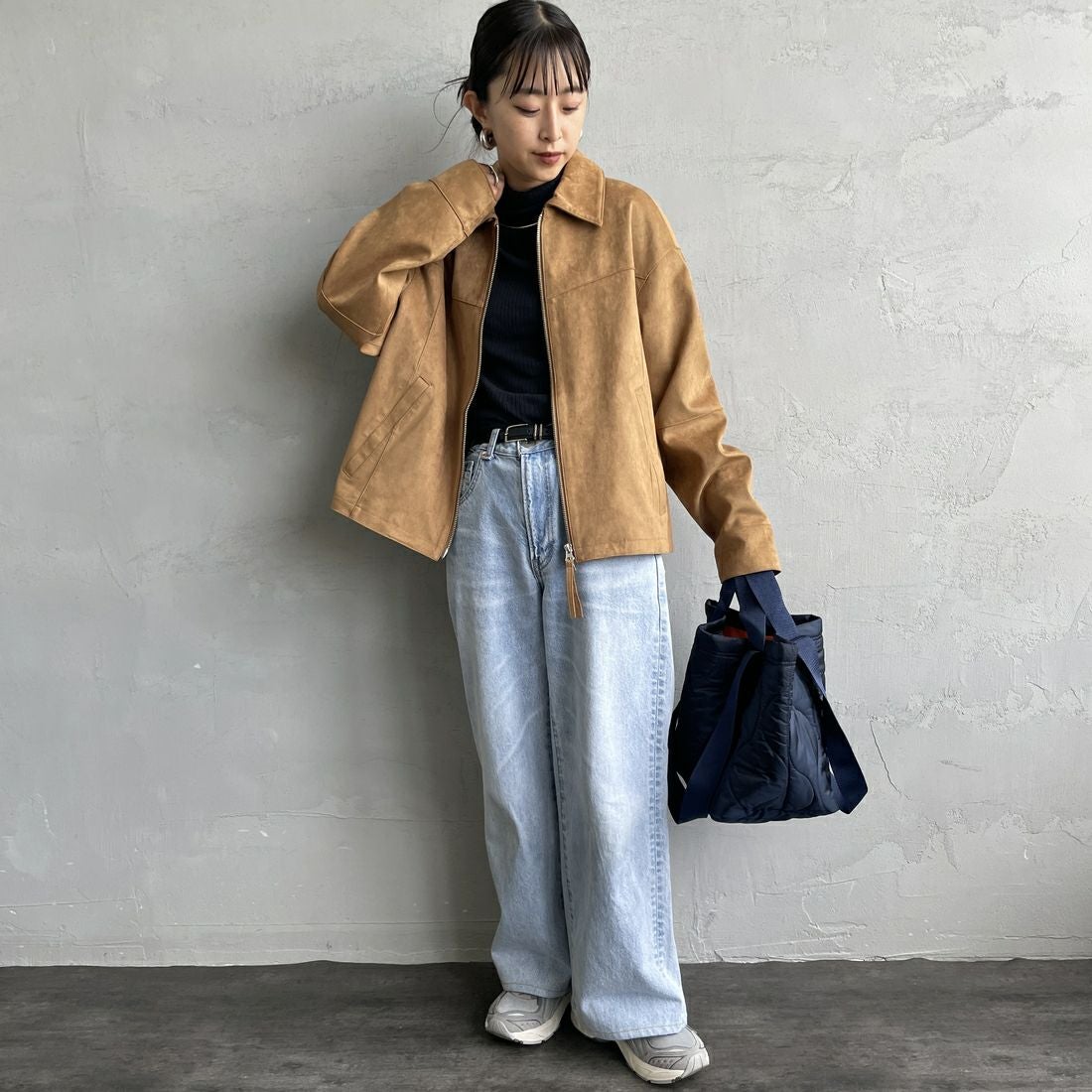 Noir Fabrik [ヌワールファブリック] スエードジャケット [25495-HN] CAMEL &&モデル身長：150cm 着用サイズ：F&&