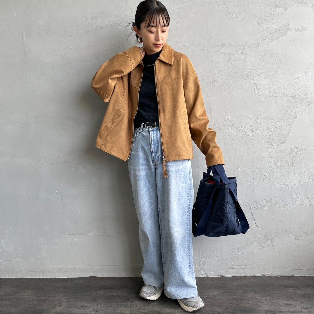 Noir Fabrik [ヌワールファブリック] スエードジャケット [25495-HN] CAMEL &&モデル身長：150cm 着用サイズ：F&&