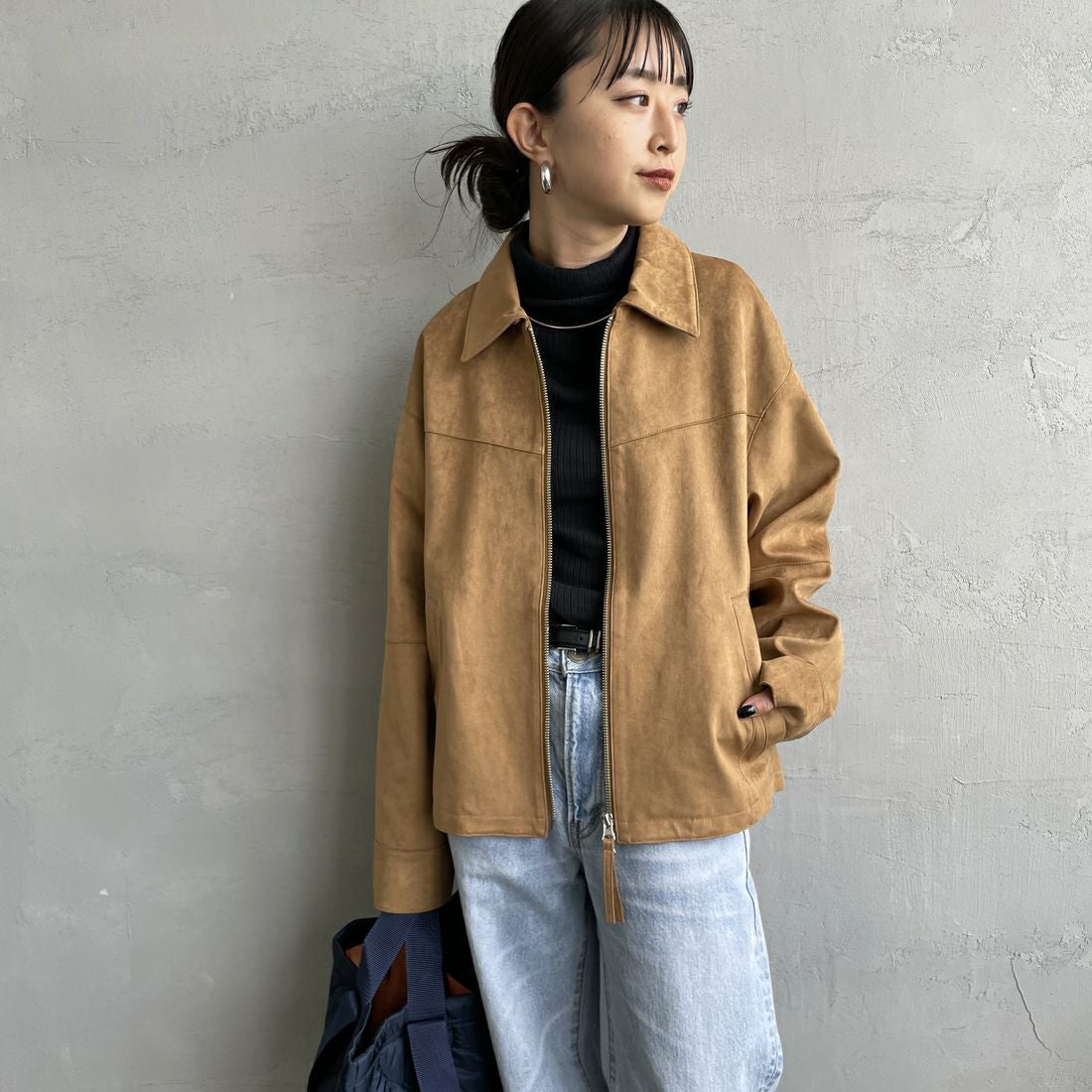 Noir Fabrik [ヌワールファブリック] スエードジャケット [25495-HN] CAMEL &&モデル身長：150cm 着用サイズ：F&&