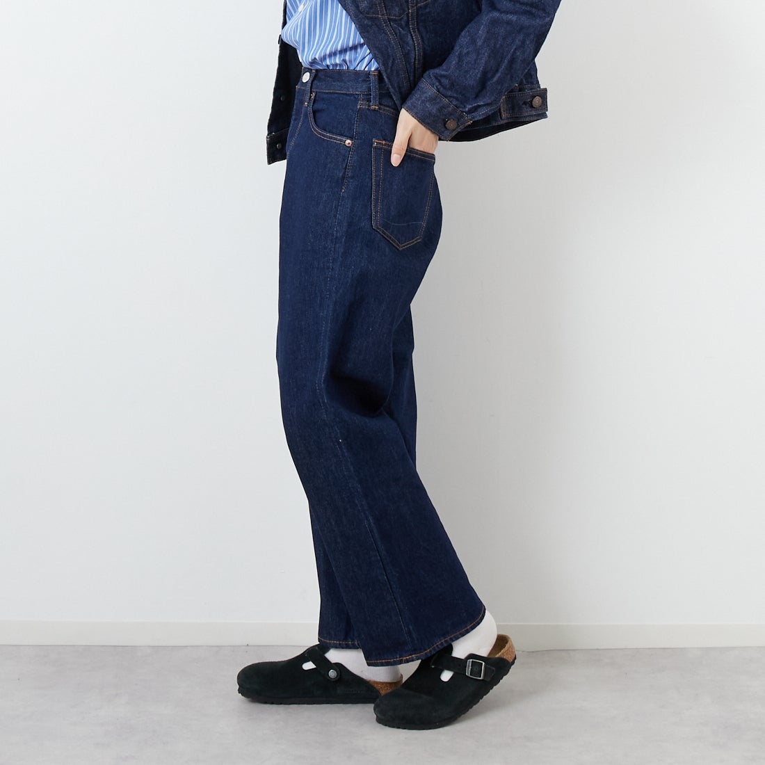 orSlow [オアスロウ] スーパーダッドデニムパンツ [01-1100W] 81 ONEWASH &&モデル身長：162cm 着用サイズ：00&&