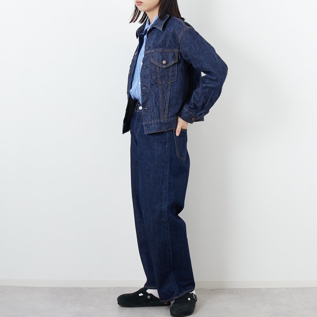 orSlow [オアスロウ] TYPE3 1960S デニムジャケット [01-6005] 81 ONEWASH &&モデル身長：162cm 着用サイズ：0&&