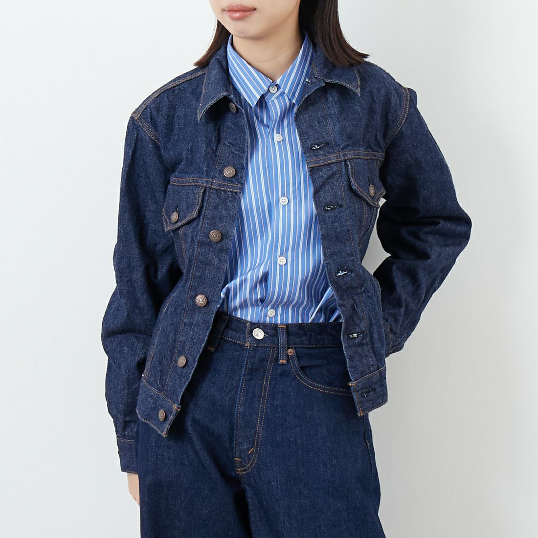 orSlow [オアスロウ] TYPE3 1960S デニムジャケット [01-6005] 81 ONEWASH &&モデル身長：162cm 着用サイズ：0&&
