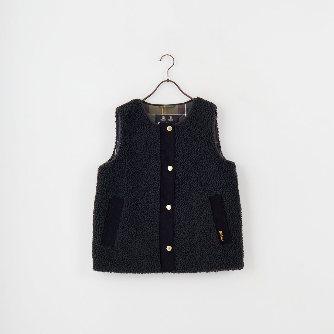 Barbour [バブアー] DULSIE LINER テディフリース ライナーボアベスト [LLI0016] BLACK/CLAS