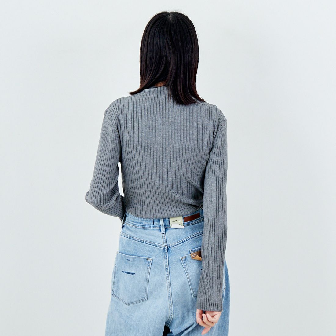 Jeans Factory Clothes [ジーンズファクトリークローズ] ハイネックリブニット [11256841] ｸﾞﾚｰ &&モデル身長：162cm 着用サイズ：F&&