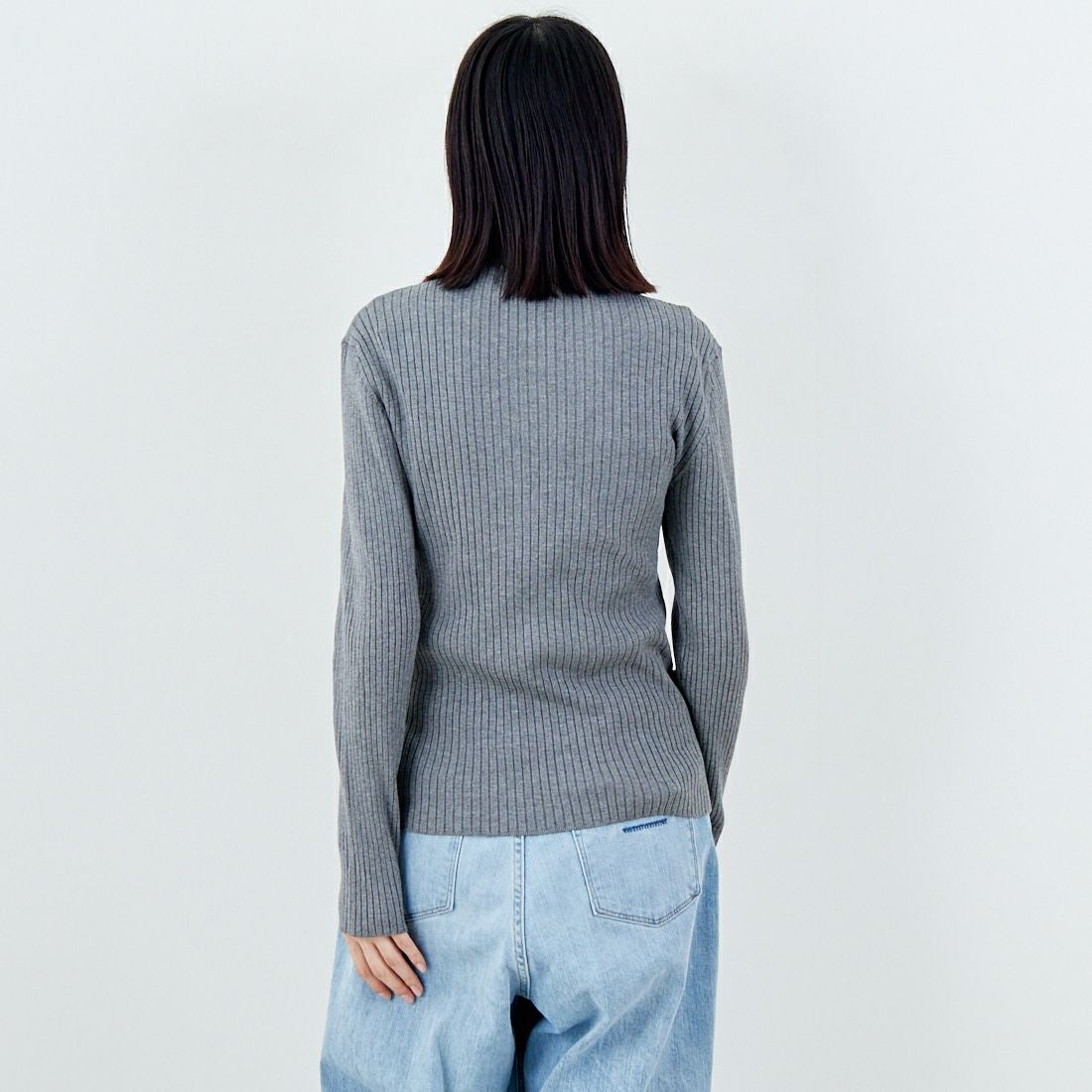 Jeans Factory Clothes [ジーンズファクトリークローズ] ハイネックリブニット [11256841] ｸﾞﾚｰ &&モデル身長：162cm 着用サイズ：F&&