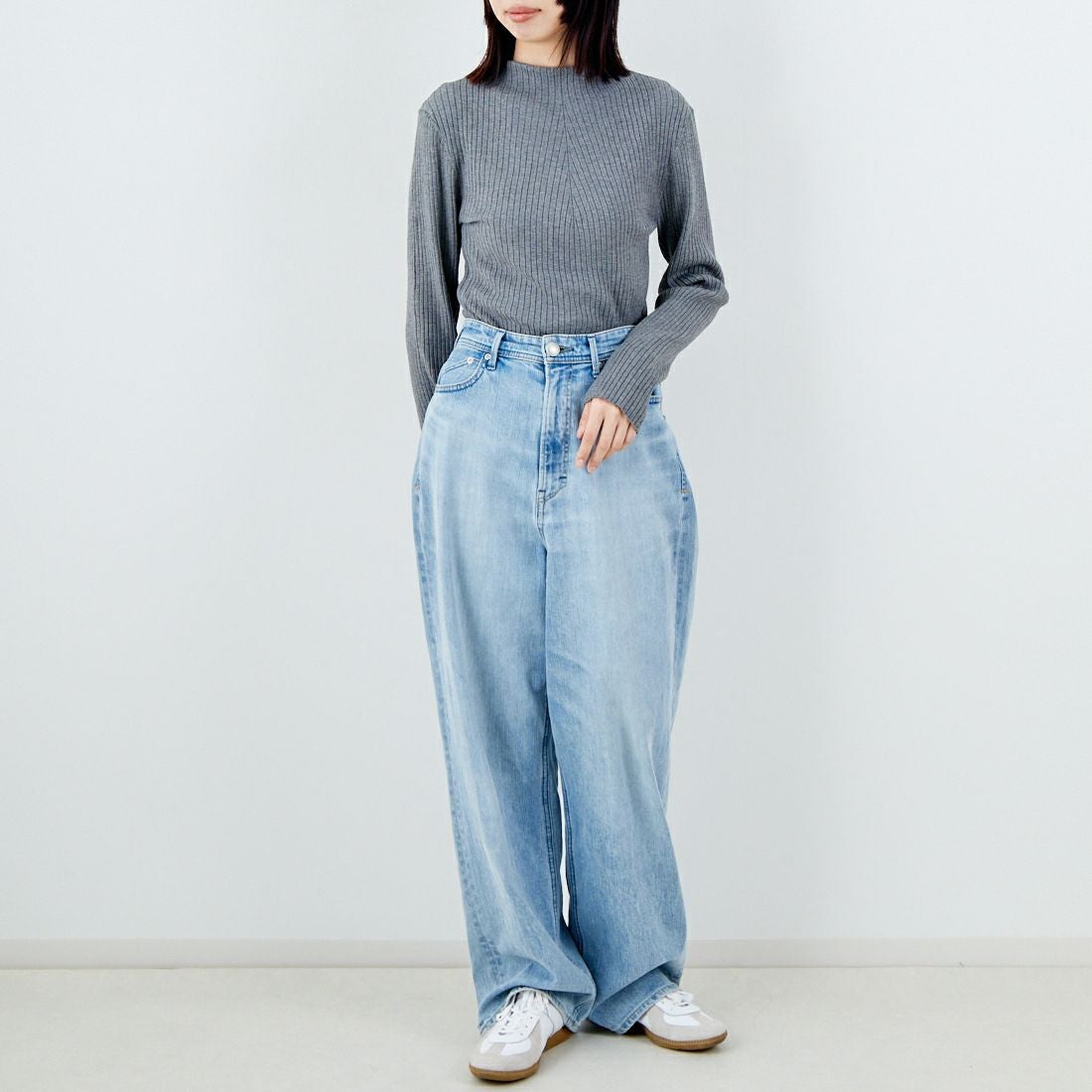 Jeans Factory Clothes [ジーンズファクトリークローズ] ハイネックリブニット [11256841] ｸﾞﾚｰ &&モデル身長：162cm 着用サイズ：F&&