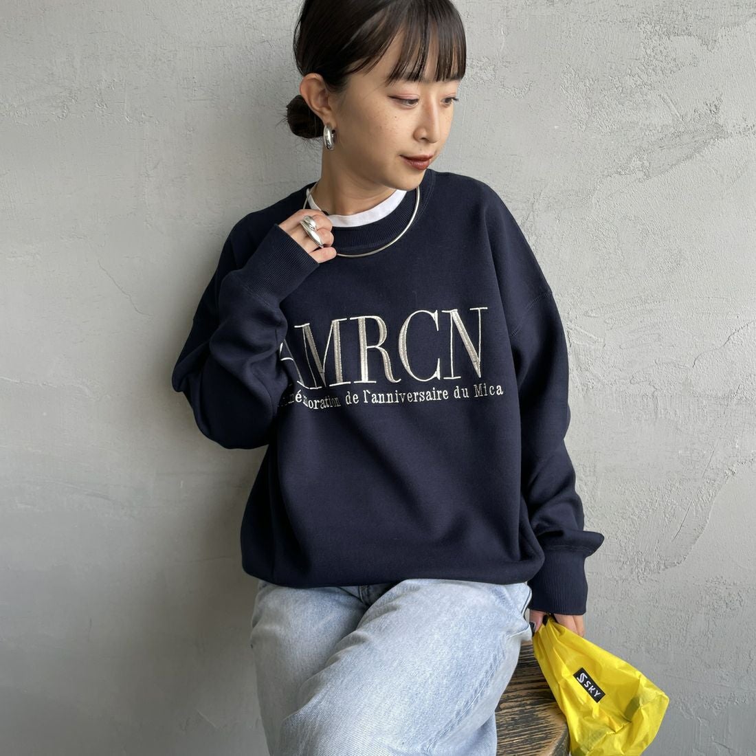 MICA&DEAL [マイカアンドディール] AMERICANA×MICA クルーネック刺繍