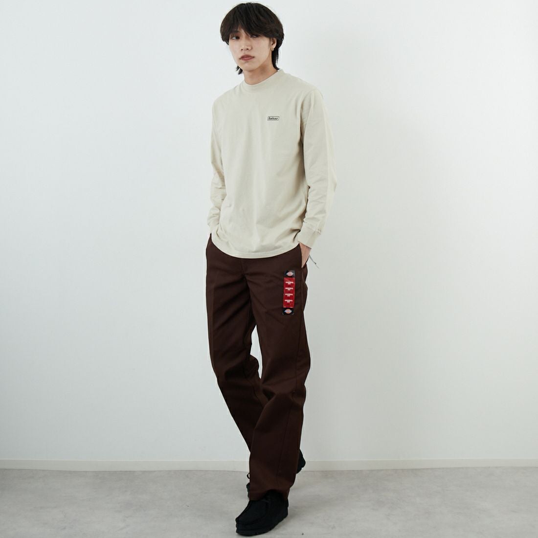 Barbour [バブアー] Walton ロングスリーブTシャツ [MTS1492] BE12 &&モデル身長：179cm 着用サイズ：38&&