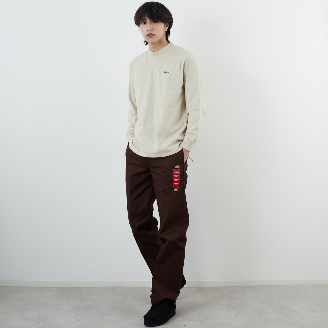 Barbour [バブアー] Walton ロングスリーブTシャツ [MTS1492] BE12 &&モデル身長：179cm 着用サイズ：38&&