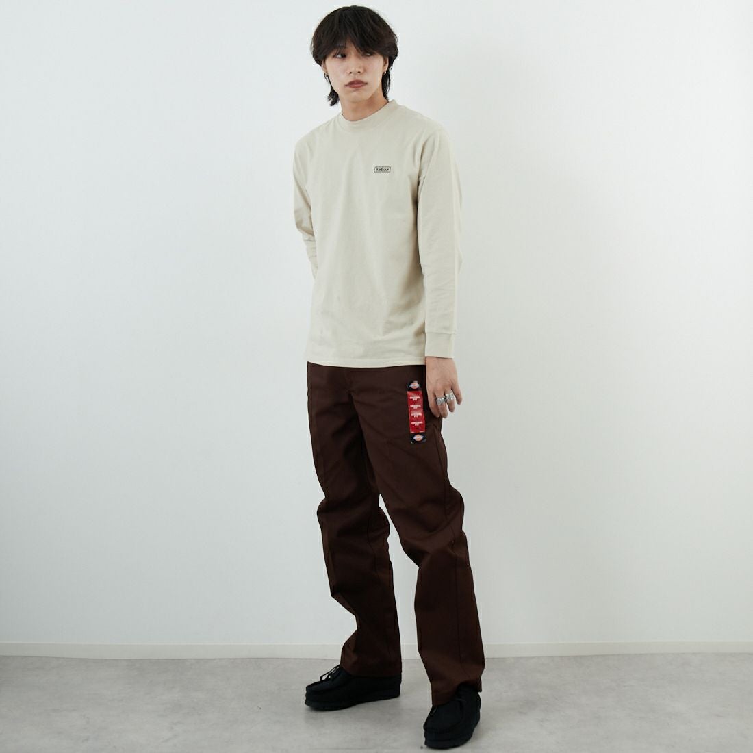 Barbour [バブアー] Walton ロングスリーブTシャツ [MTS1492] BE12 &&モデル身長：179cm 着用サイズ：38&&