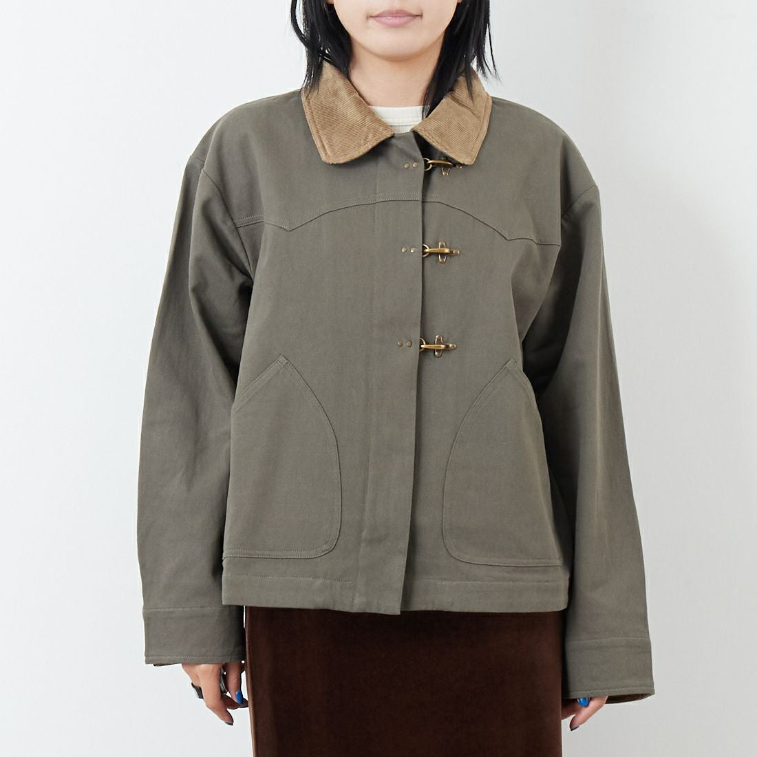 Kelen [ケレン] ウエスタンワークウェアジャケット [LKL25FJK2070] KHAKIGRAY &&モデル身長：167cm 着用サイズ：M&&