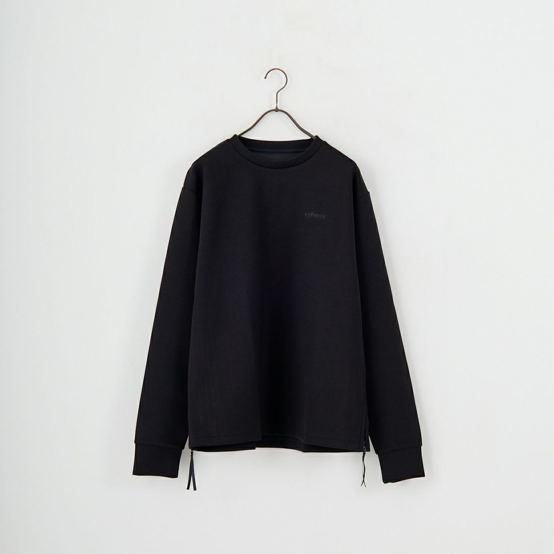+phenix [プラスフェニックス] 別注 ダンボールニット サイドジップクルーネックスウェット [POO-25082IN-JF] BLACK