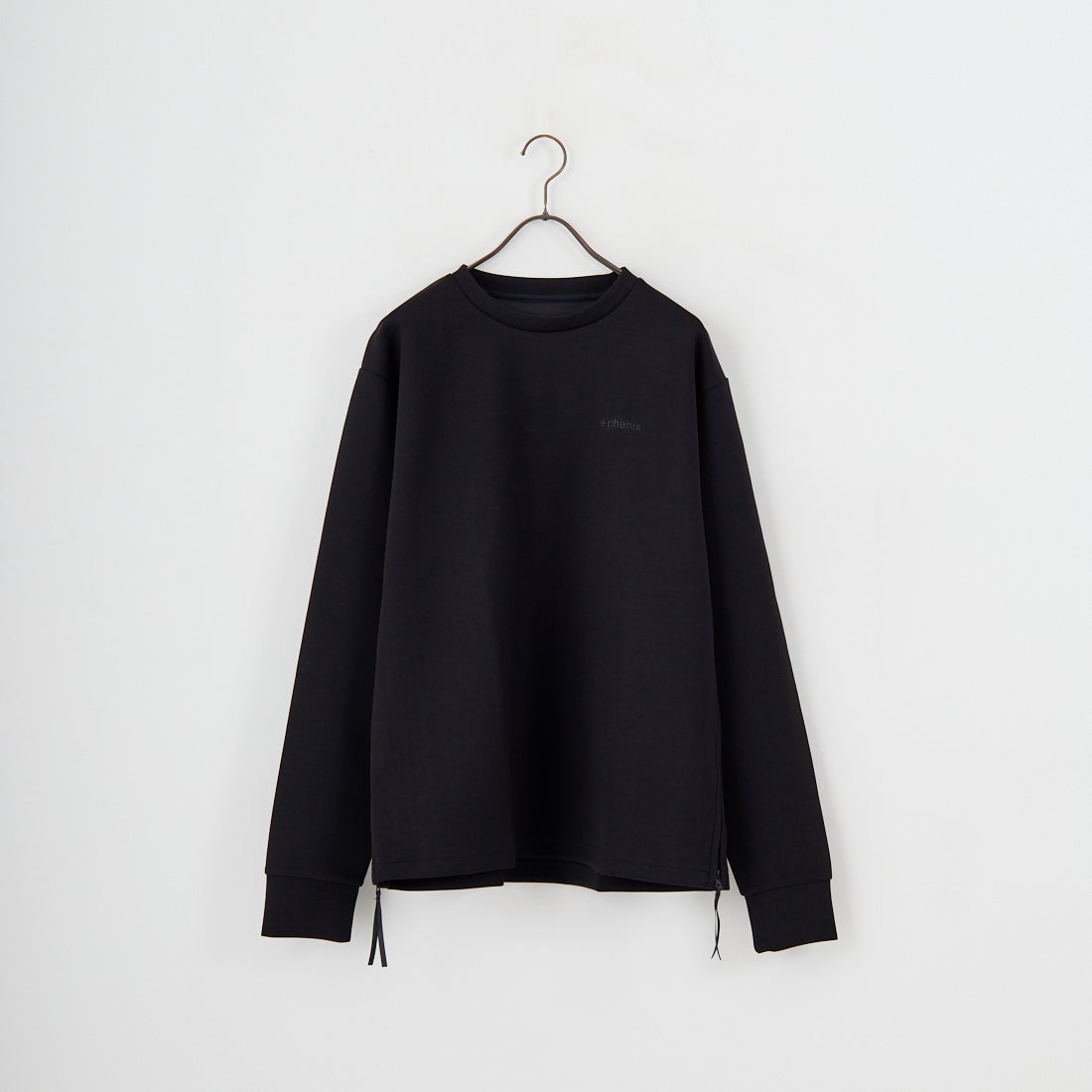 +phenix [プラスフェニックス] 別注 ダンボールニット サイドジップクルーネックスウェット [POO-25082IN-JF] BLACK