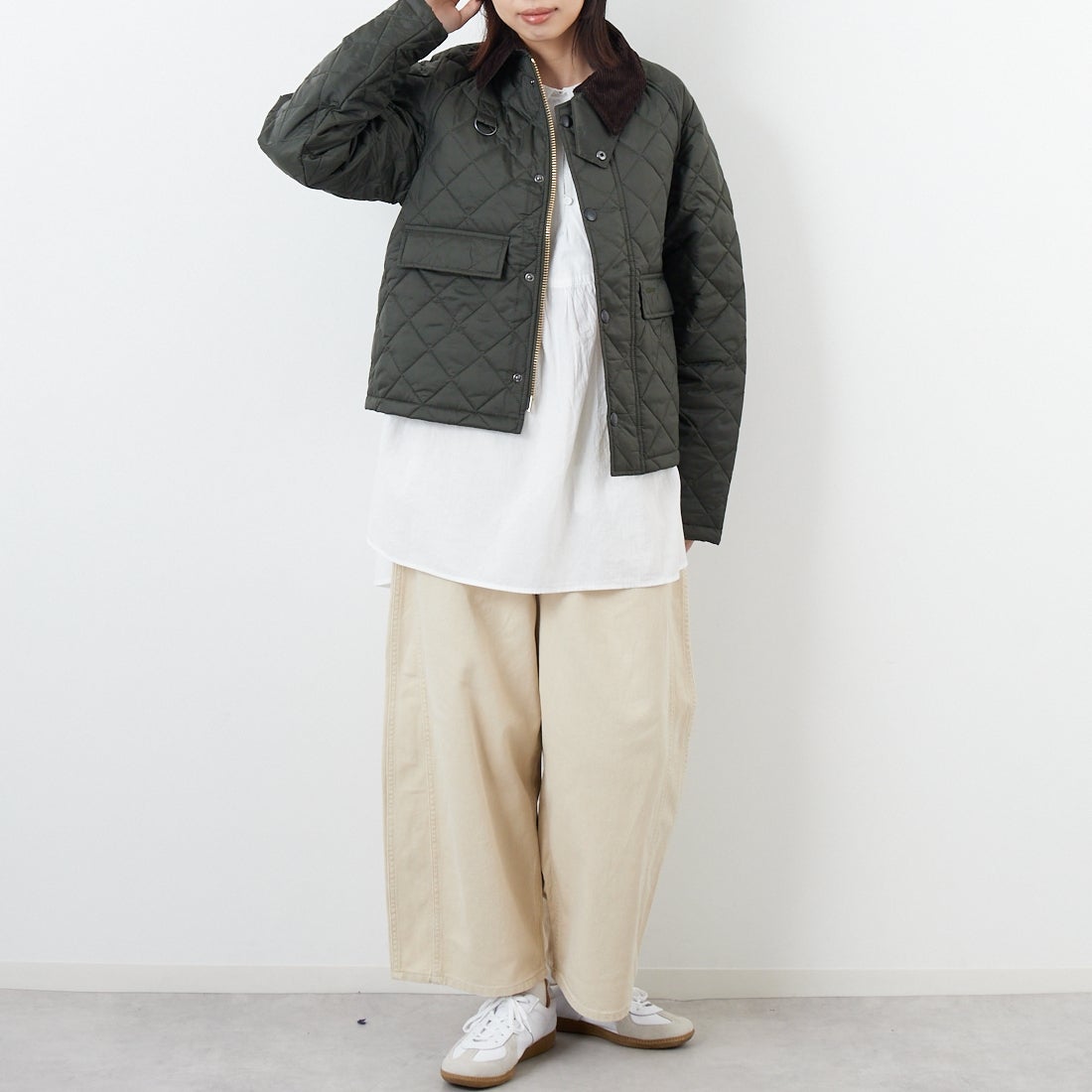 Barbour [バブアー] スペイキルティングジャケット [MQU1802] OL71 &&モデル身長：162cm 着用サイズ：34&&