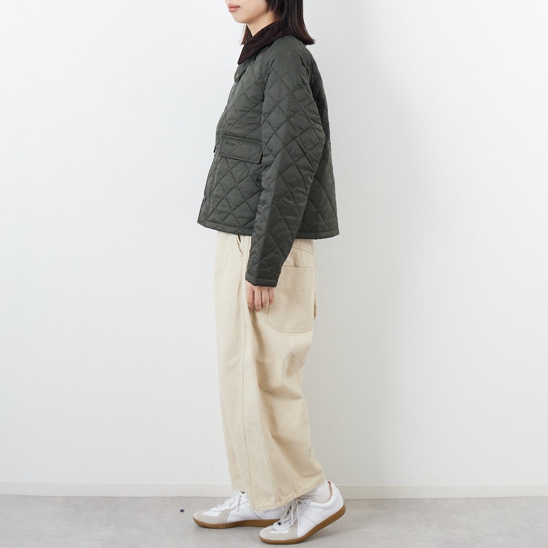 Barbour [バブアー] スペイキルティングジャケット [MQU1802] OL71 &&モデル身長：162cm 着用サイズ：34&&