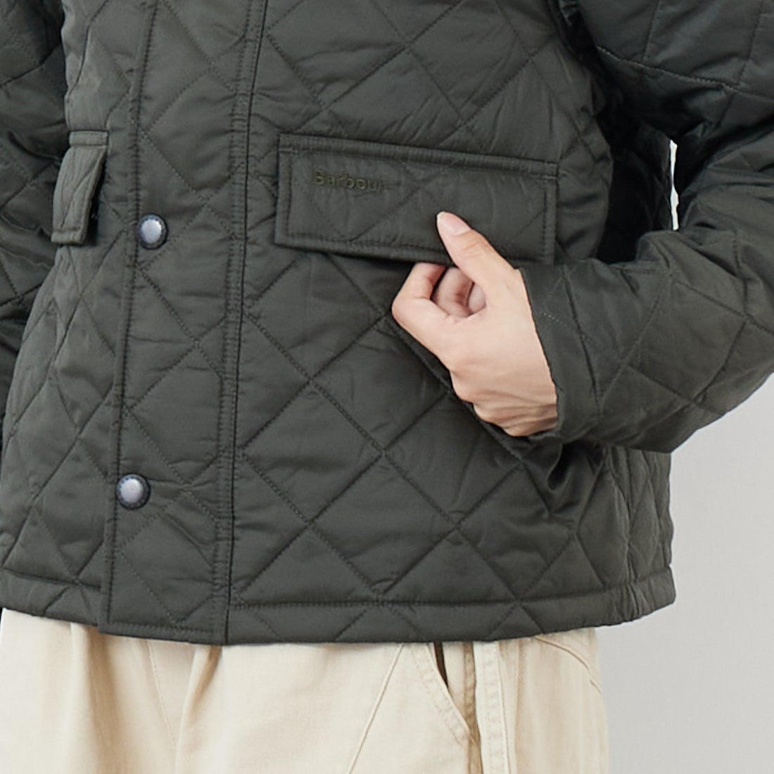 Barbour [バブアー] スペイキルティングジャケット [MQU1802] OL71 &&モデル身長：162cm 着用サイズ：34&&