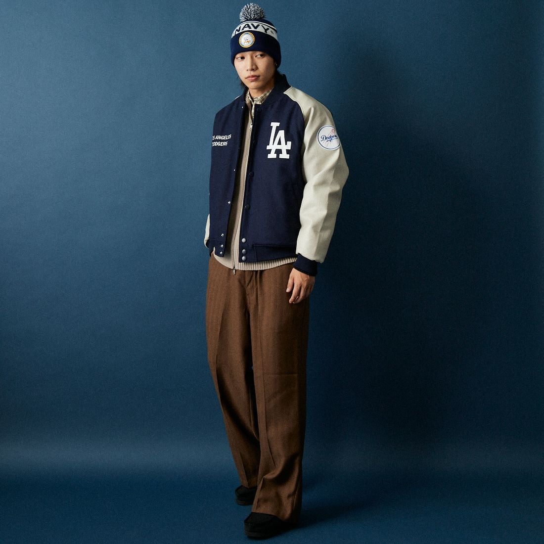 Fanatics [ファナティクス] 別注 MLBロゴワッペン メルトンスタジャン [ML2325FW0007-JF] NAVY LA