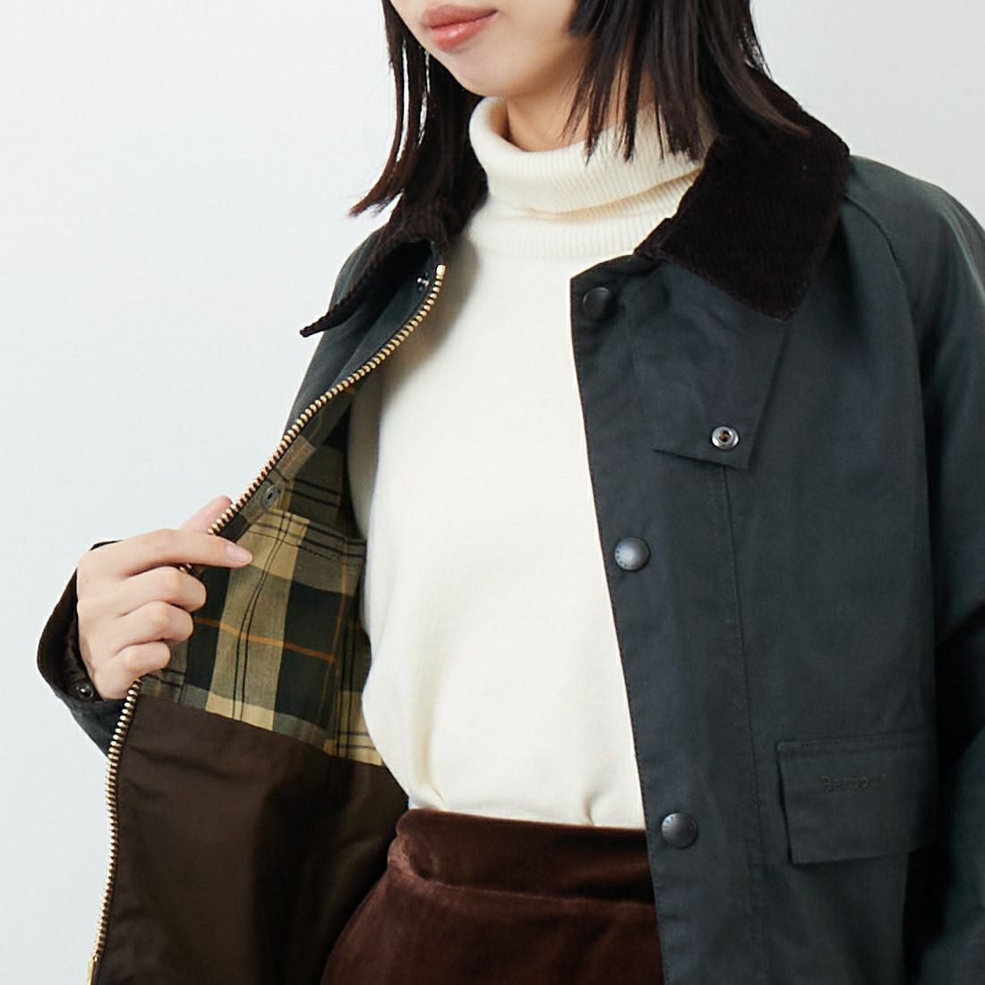 Barbour [バブアー] スペイ ワックスショートジャケット [MWX1212] SG51 &&モデル身長：162cm 着用サイズ：S&&
