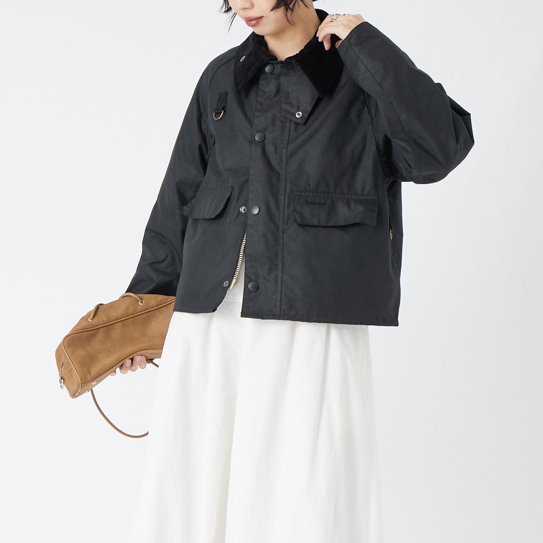 Barbour [バブアー] スペイ ワックスショートジャケット [MWX1212] BK71 &&モデル身長：162cm 着用サイズ：S&&