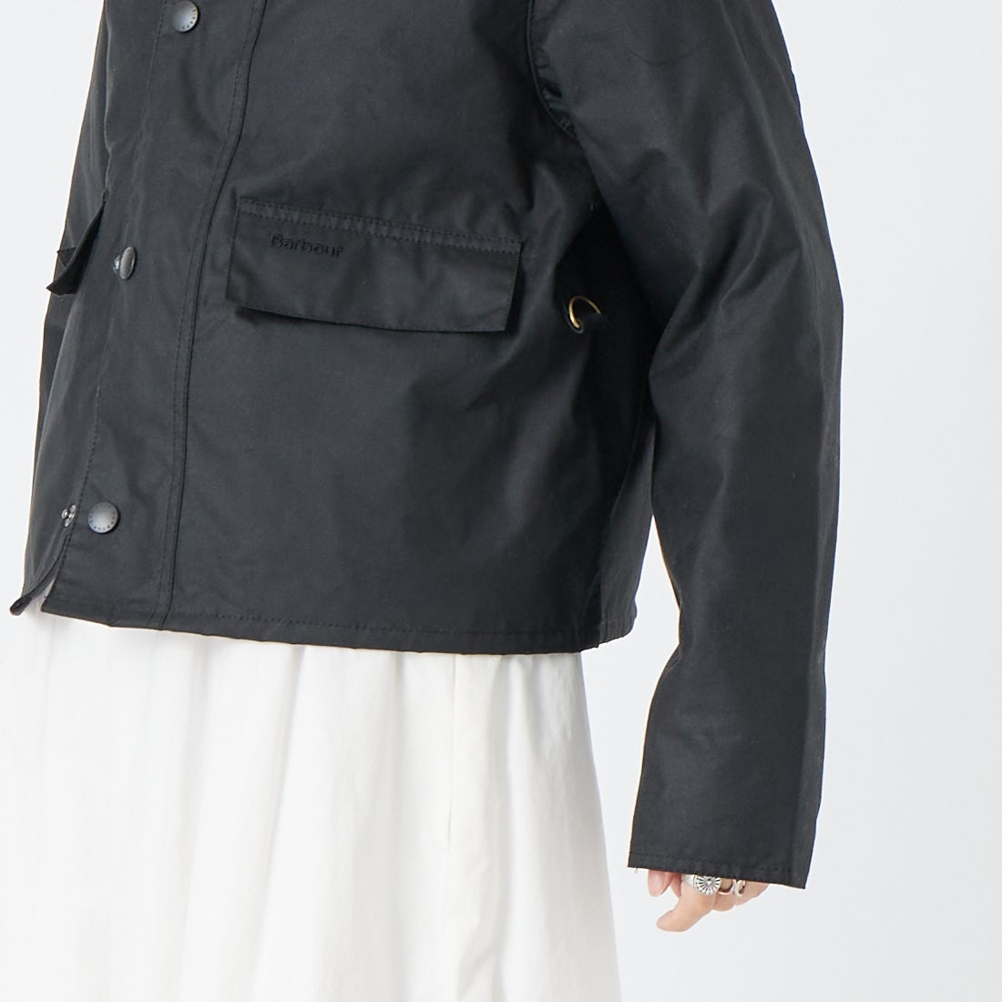 Barbour [バブアー] スペイ ワックスショートジャケット [MWX1212] BK71 &&モデル身長：162cm 着用サイズ：S&&