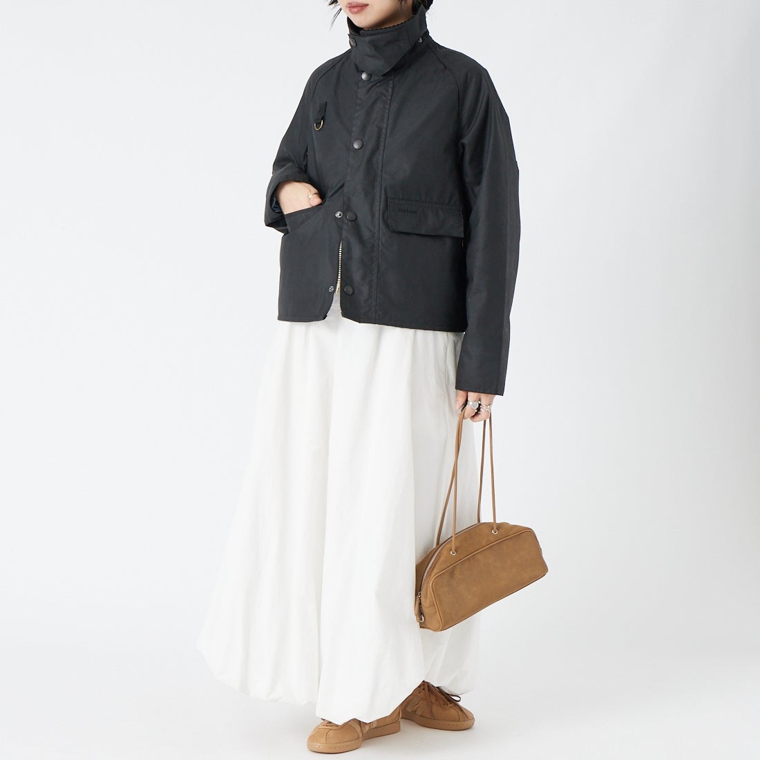 Barbour [バブアー] スペイ ワックスショートジャケット [MWX1212] BK71 &&モデル身長：162cm 着用サイズ：S&&