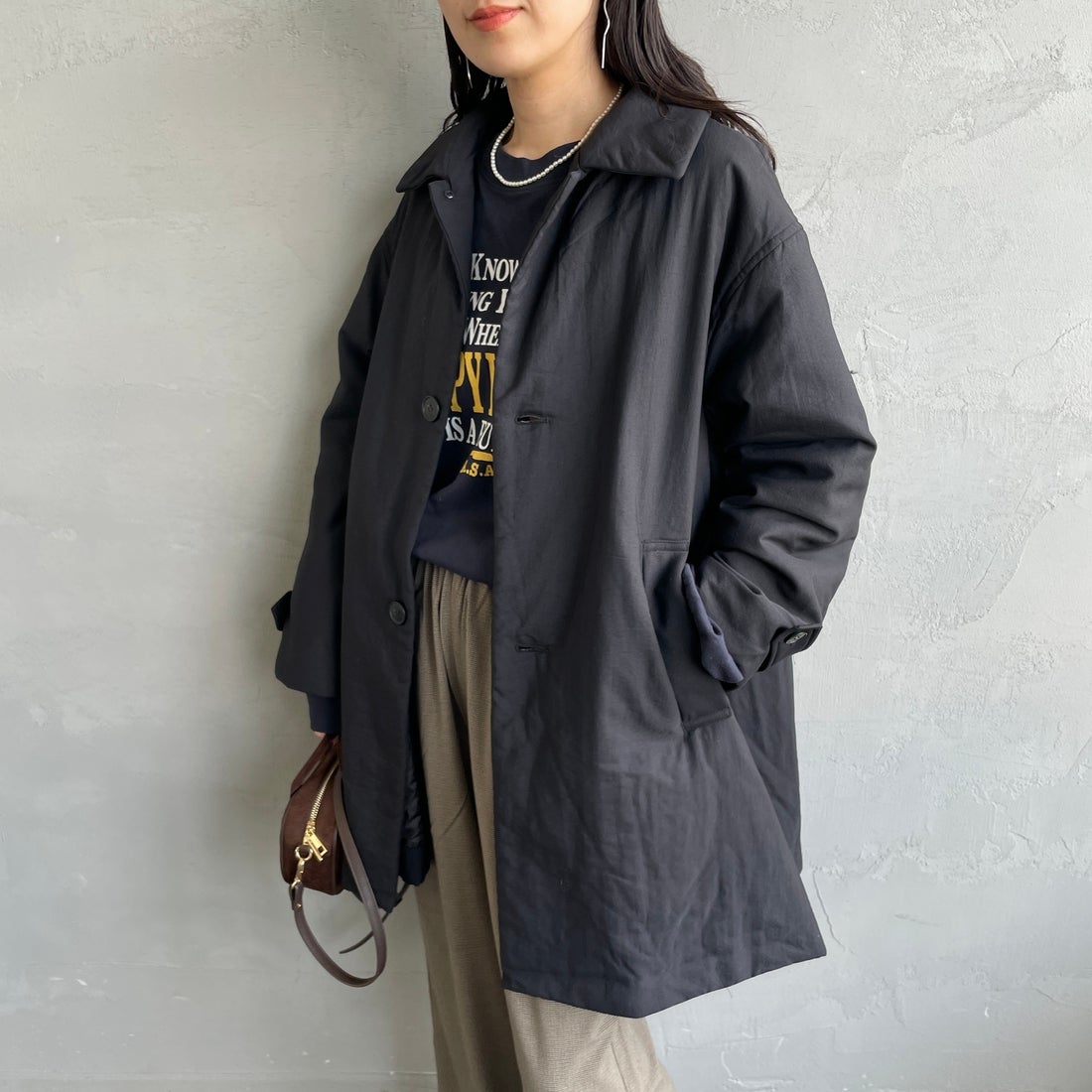 le glazik [ルグラジック] ショートコート [LG-A0753TII] BLACK &&モデル身長：160cm 着用サイズ：36&&