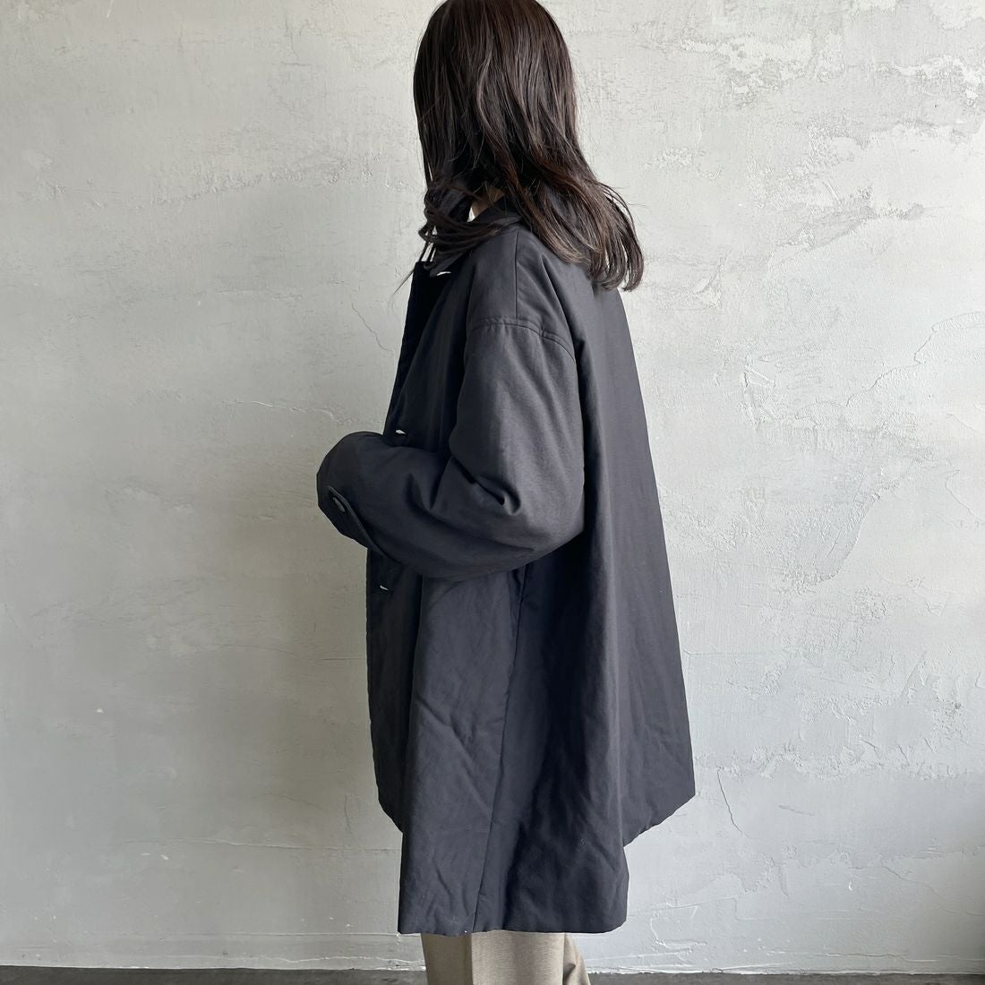 le glazik [ルグラジック] ショートコート [LG-A0753TII] BLACK &&モデル身長：160cm 着用サイズ：36&&