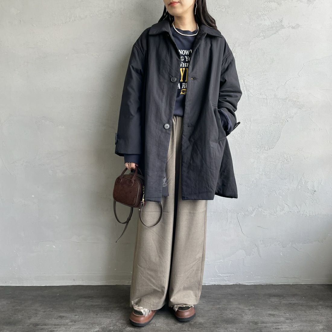 le glazik [ルグラジック] ショートコート [LG-A0753TII] BLACK &&モデル身長：160cm 着用サイズ：36&&