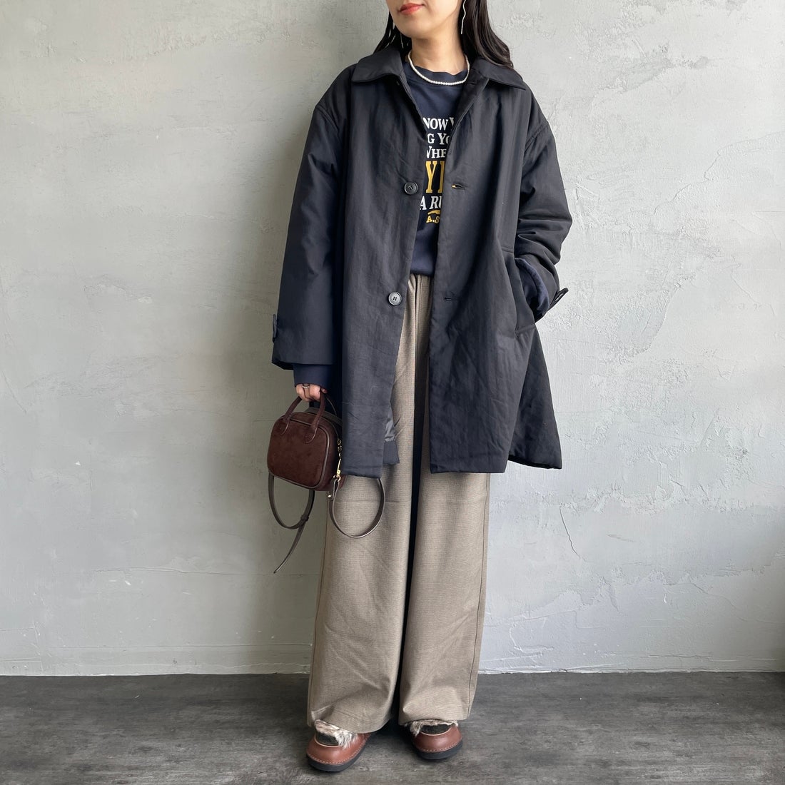 le glazik [ルグラジック] ショートコート [LG-A0753TII] BLACK &&モデル身長：160cm 着用サイズ：36&&