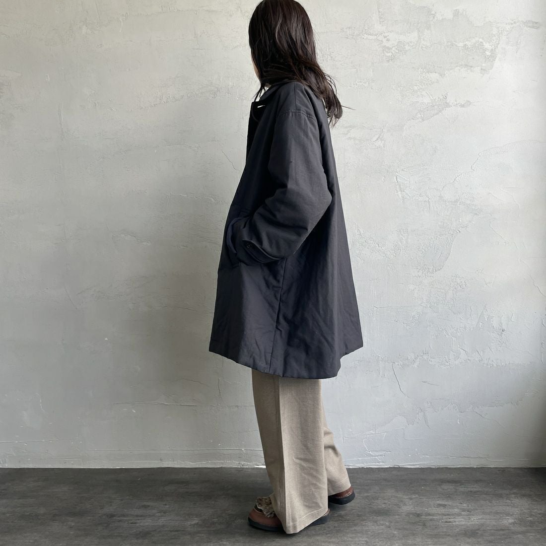 le glazik [ルグラジック] ショートコート [LG-A0753TII] BLACK &&モデル身長：160cm 着用サイズ：36&&