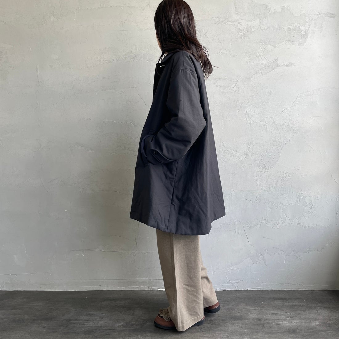 le glazik [ルグラジック] ショートコート [LG-A0753TII] BLACK &&モデル身長：160cm 着用サイズ：36&&