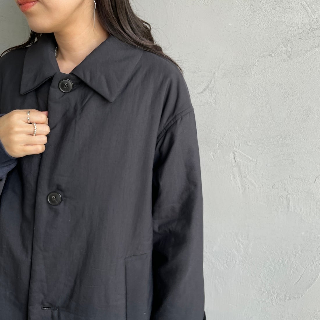 le glazik [ルグラジック] ショートコート [LG-A0753TII] BLACK &&モデル身長：160cm 着用サイズ：36&&