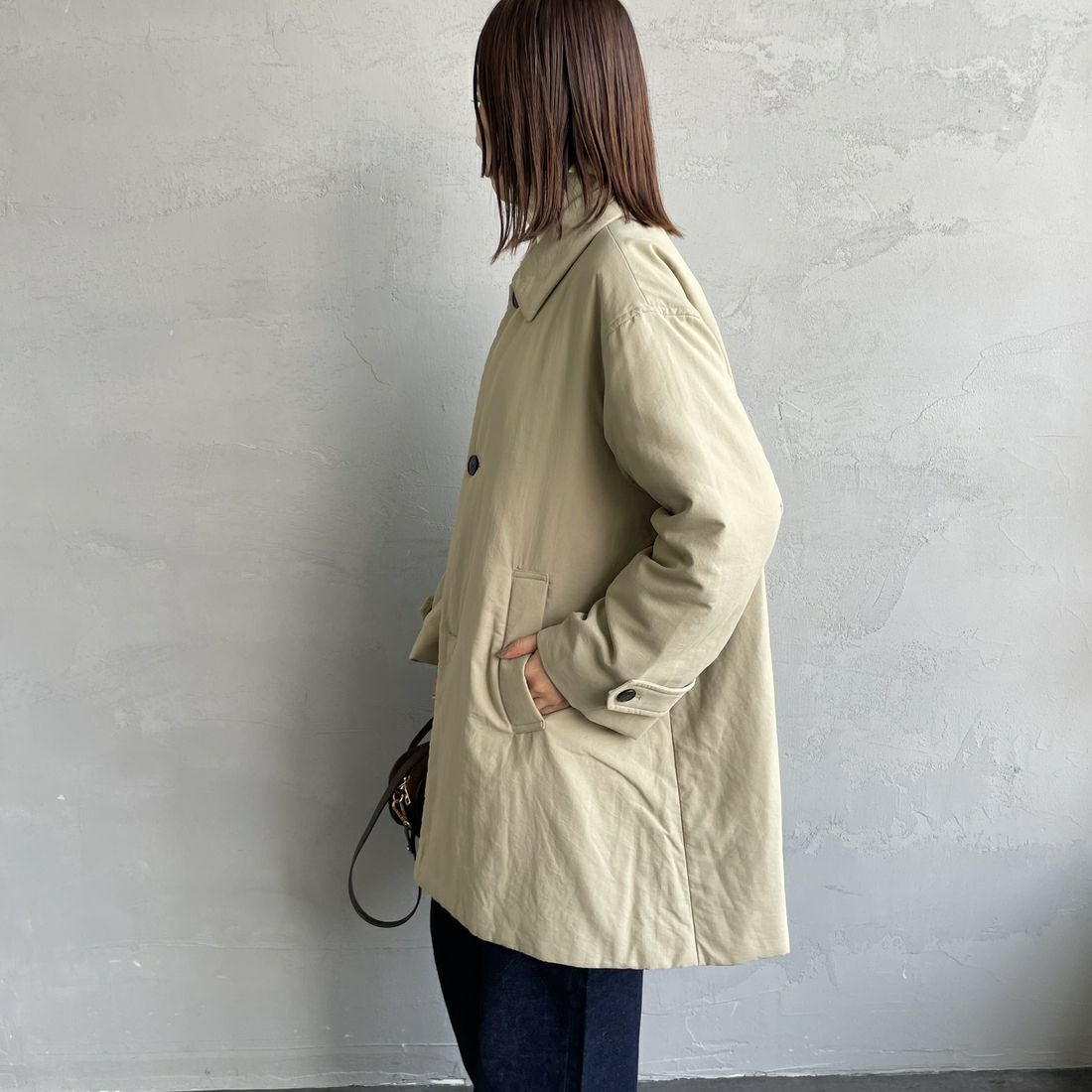 le glazik [ルグラジック] ショートコート [LG-A0753TII] BEIGE &&モデル身長：160cm 着用サイズ：36&&