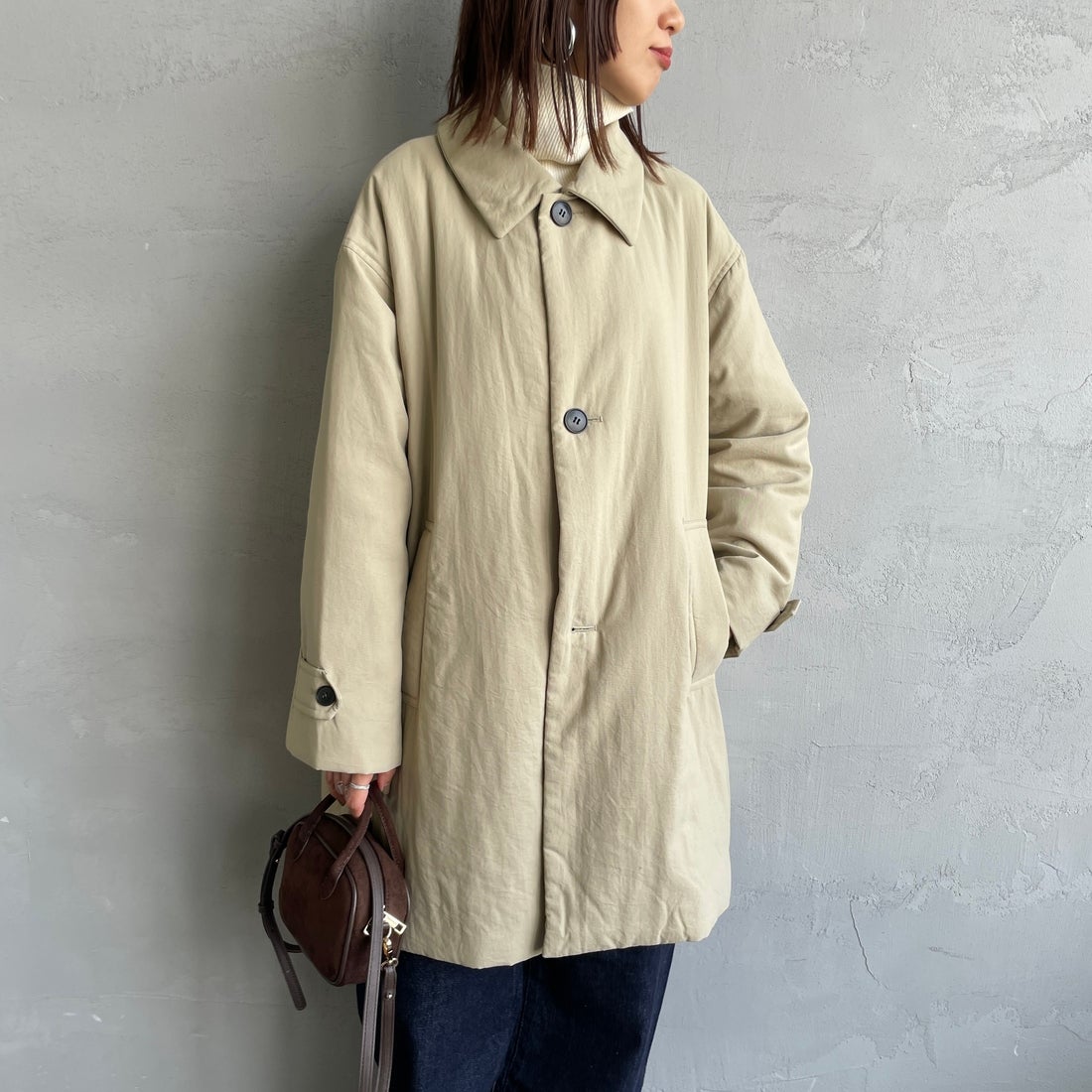 le glazik [ルグラジック] ショートコート [LG-A0753TII] BEIGE &&モデル身長：160cm 着用サイズ：36&&