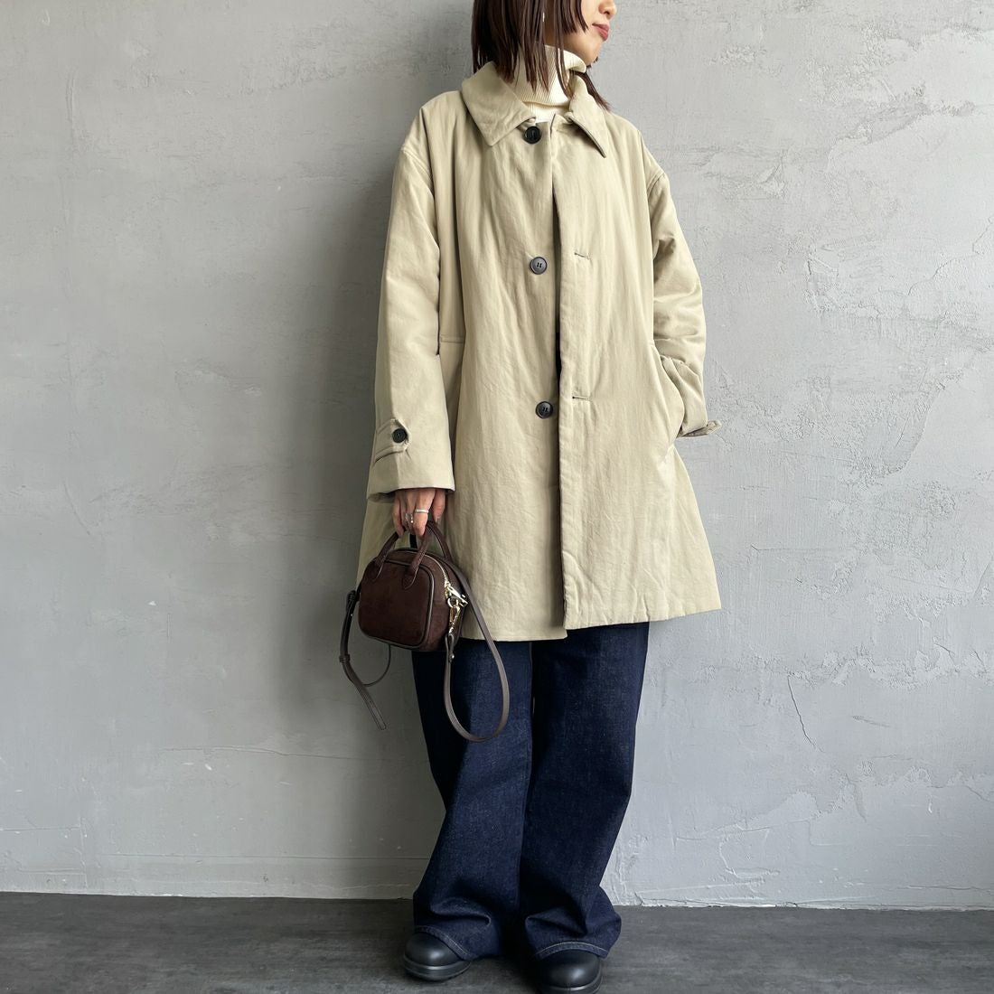 le glazik [ルグラジック] ショートコート [LG-A0753TII] BEIGE &&モデル身長：160cm 着用サイズ：36&&