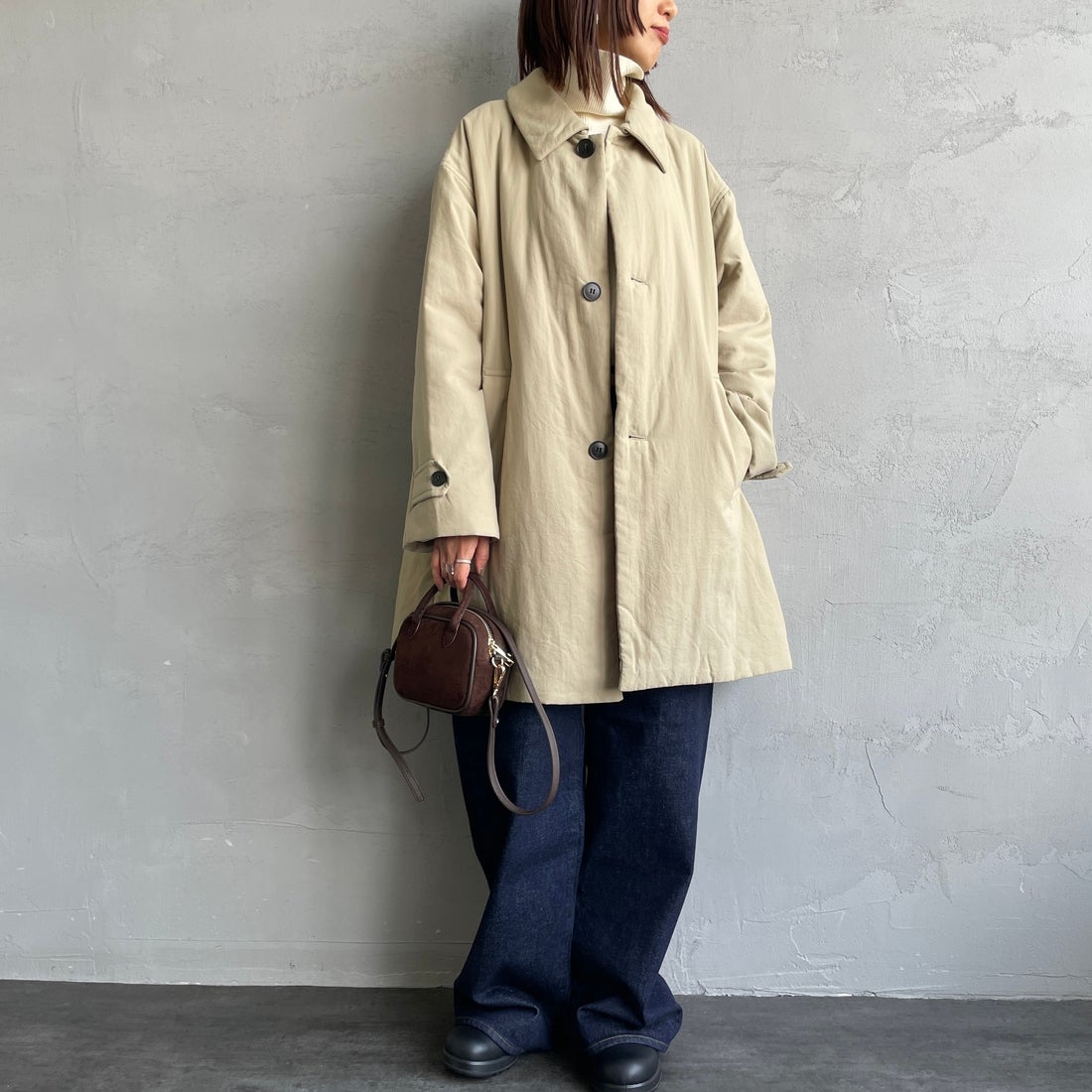 le glazik [ルグラジック] ショートコート [LG-A0753TII] BEIGE &&モデル身長：160cm 着用サイズ：36&&