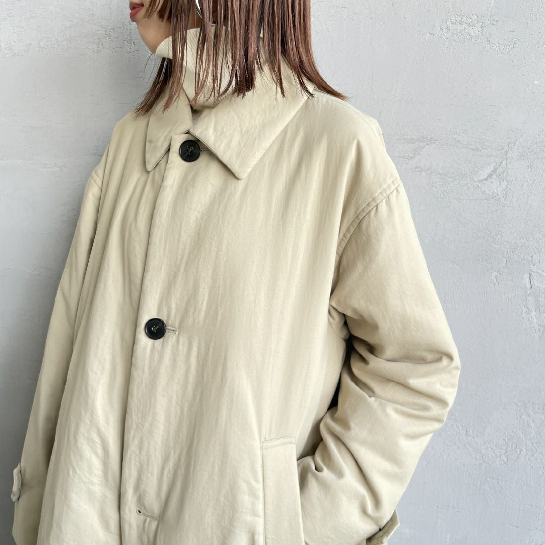 le glazik [ルグラジック] ショートコート [LG-A0753TII] BEIGE &&モデル身長：160cm 着用サイズ：36&&